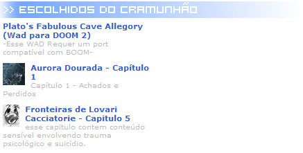 "Escolhidos do Cramunhão" na página inicial do site